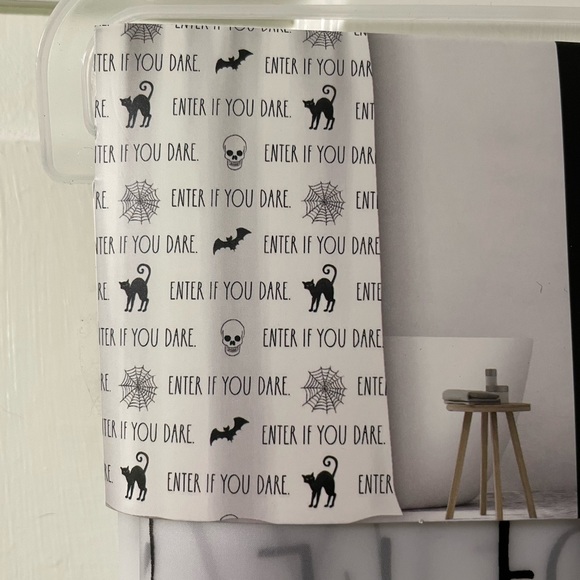 Enter If You Dare Halloween Rae Dunn Shower Curtian NWT - Picture 2 of 3